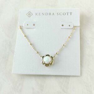 Kendra Scott • Susie Gold Bright White Kyocera Opal Necklace